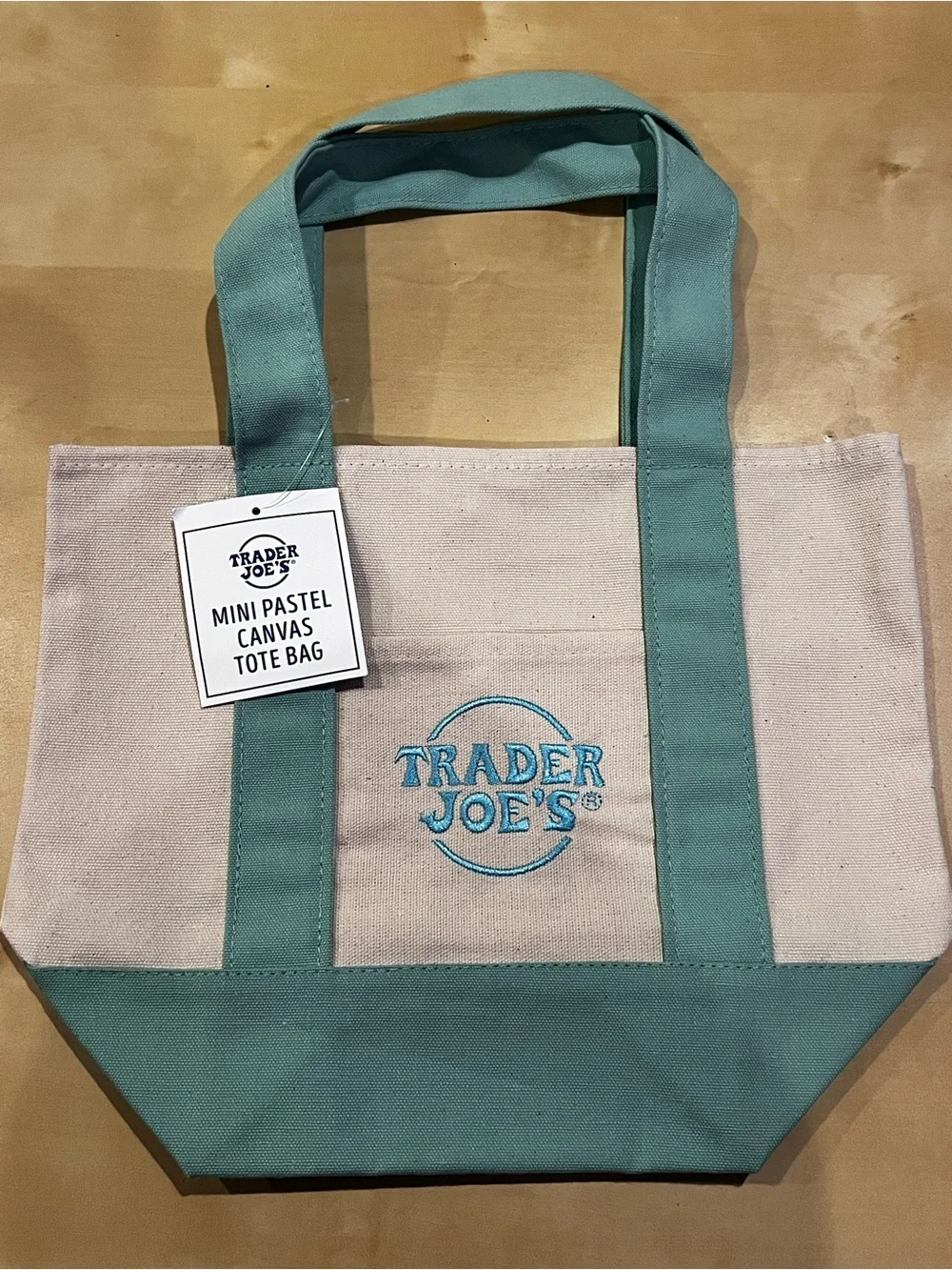 Trader Joe's Mini Pastel Canvas Tote — set of 4 pink blue green lavender